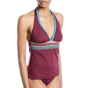 La Blanca Running Stitch Halter Tankini Swim Set Size 6